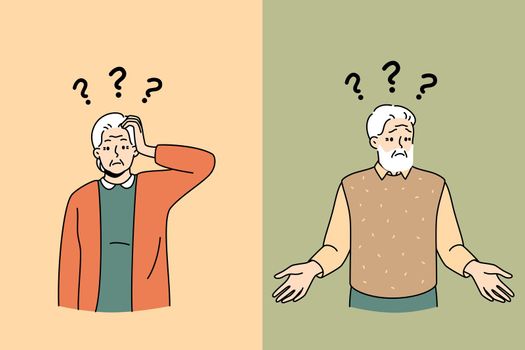 Confused old people struggle with dementia or Alzheimer