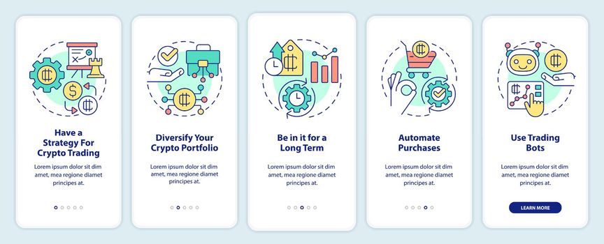 Cryptocurrency tips onboarding mobile app screen