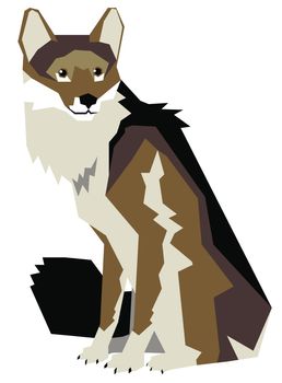 Colorful minimalistic illustration of an extinct wolf.