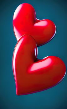 close-up three-dimensional red hearts for celebration and backgrounds