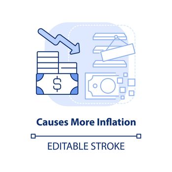 Causes more inflation light blue concept icon