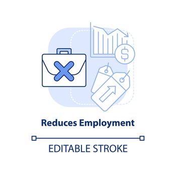 Reduces employment light blue concept icon