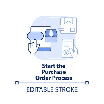 Start purchase order process light blue concept icon