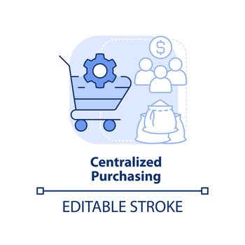 Centralized purchasing light blue concept icon