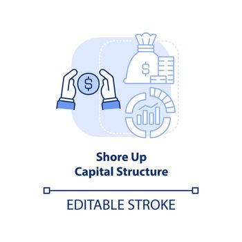 Shore up capital structure light blue concept icon