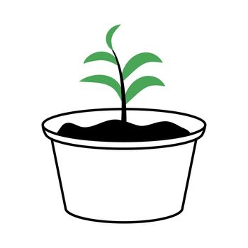 Planting seedling in container semi flat color vector object