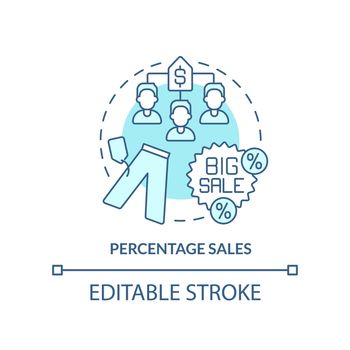 Percentage sales turquoise concept icon