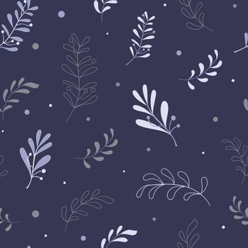 Boho seamless pattern with herbs and branches