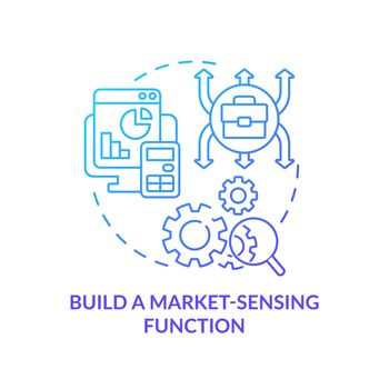 Build market sensing function blue gradient concept icon