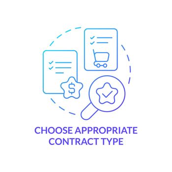 Choose appropriate contract type blue gradient concept icon