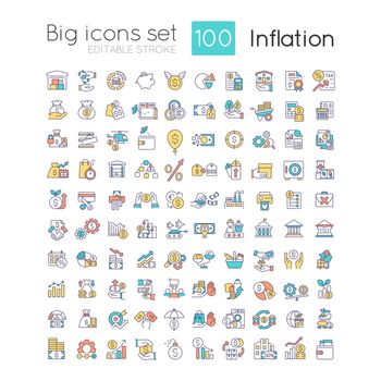 Inflation RGB color icons set