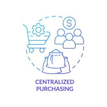 Centralized purchasing blue gradient concept icon