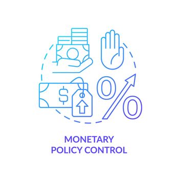 Monetary policy control blue gradient concept icon