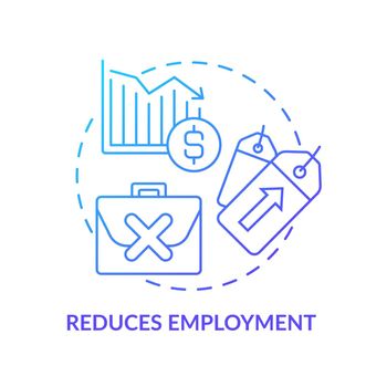 Reduces employment blue gradient concept icon