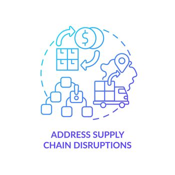Address supply chain disruptions blue gradient concept icon