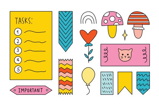 Journal Signs and symbols planner. Clipart scrapbooking, notebooks, diary.