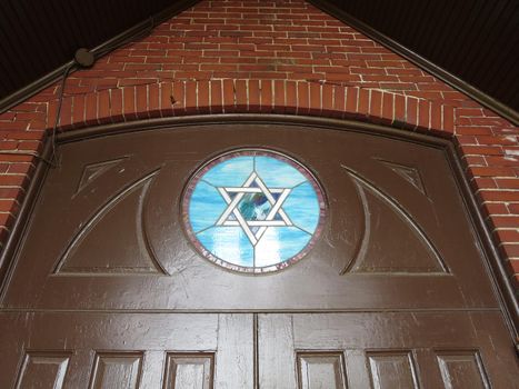 Doorway with stain glass Jewish Star