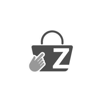 Online shopping bag, cursor click hand icon with letter Z