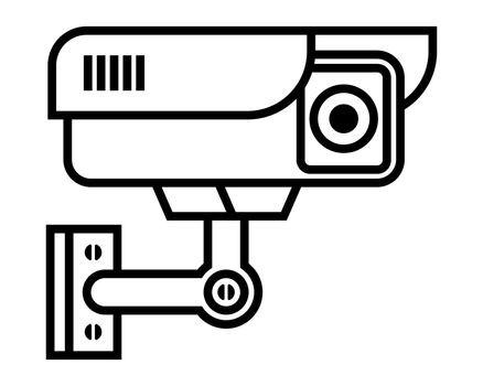 linear icon of a video surveillance camera for the protection of the territory.