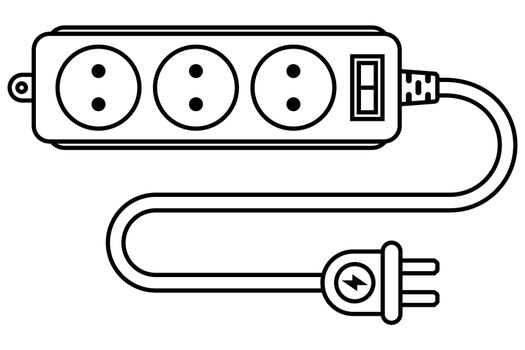 socket icon on the cord. extension cord for electrical appliances.