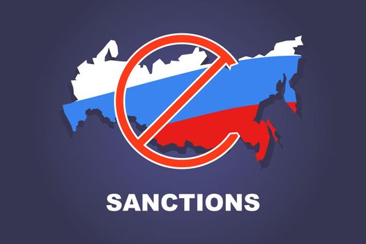 Russia is under sanctions. crossed out country sign.