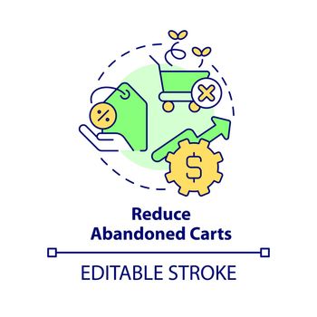 Reduce abandoned carts concept icon