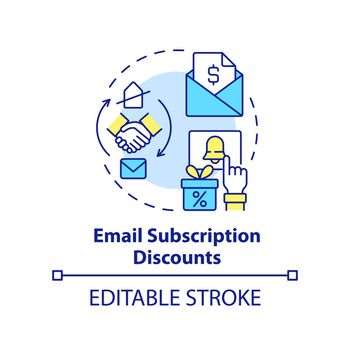 Email subscription discounts concept icon