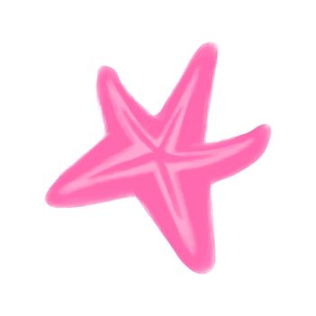 Vector Pink starfish painted in watercolor. Summer illustration.