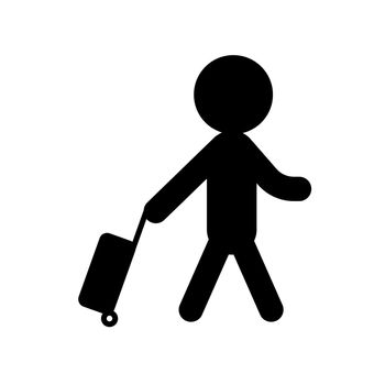 A person walking with a suitcase. Carrying luggage. Vector.