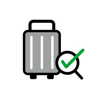 Suitcase inspection. Baggage inspection. Vector.
