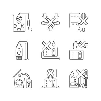 Power bank instruction linear manual label icons set
