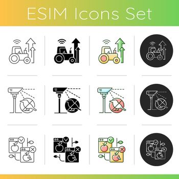 Automated systems in agriculture icons set