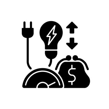 Energy efficiency program black glyph icon