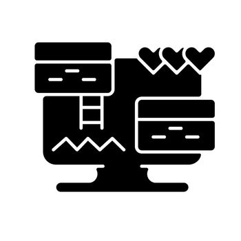 Platform video game black glyph icon