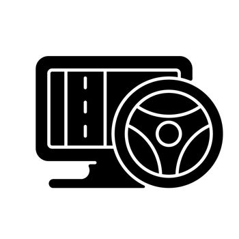 Vehicle simulation black glyph icon