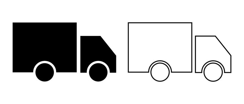 Truck icon set. Luggage transportation. Vector.