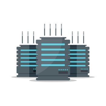 Data center icon in flat style. Computer datacenter vector illustration on isolated background. Storage cloud sign business concept.