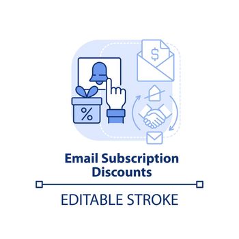Email subscription discounts light blue concept icon