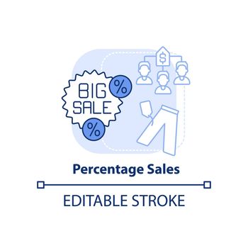 Percentage sales light blue concept icon