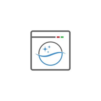 Laundry, clothes washing icon logo illustration