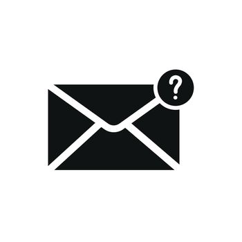 Envelope with question mark icon isolated on white background. Letter with question mark symbol. Send in request by email.