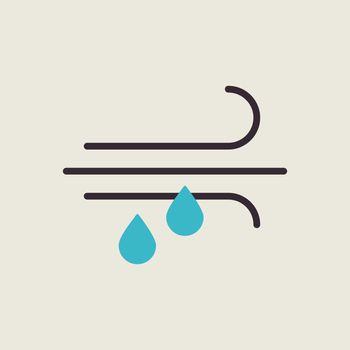 Wind rain vector icon. Meteorology sign. Graph symbol for travel, tourism and weather web site and apps design, logo, app, UI