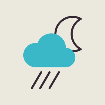 Raincloud with moon vector icon. Weather sign