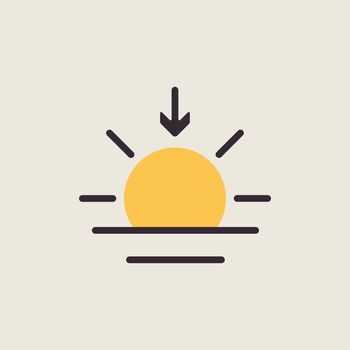 Sunset vector isolated flat icon. Weather sign