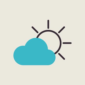 Sun and cloud vector icon. Weather sign