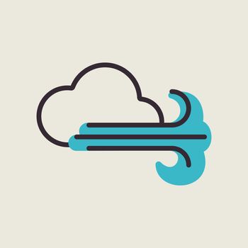 Cloudy and wind vector icon. Weather sign