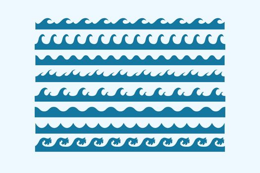 Sea waves patterns different style curve various set