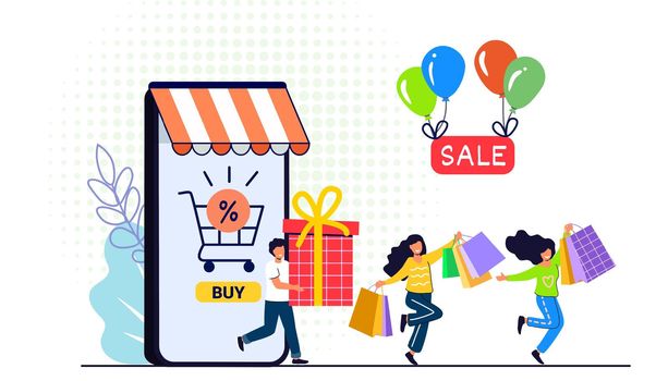 Shopping banner template Mobile application for online shopping