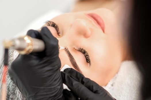 Permanent makeup on female eyebrows