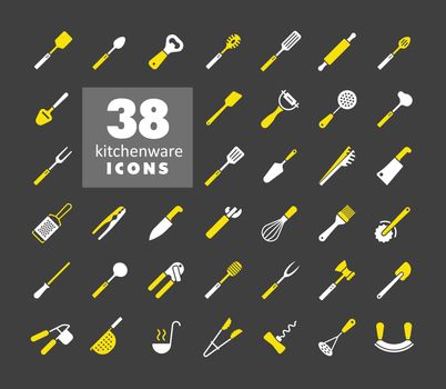 Kitchenware and kitchen appliances vector icon set